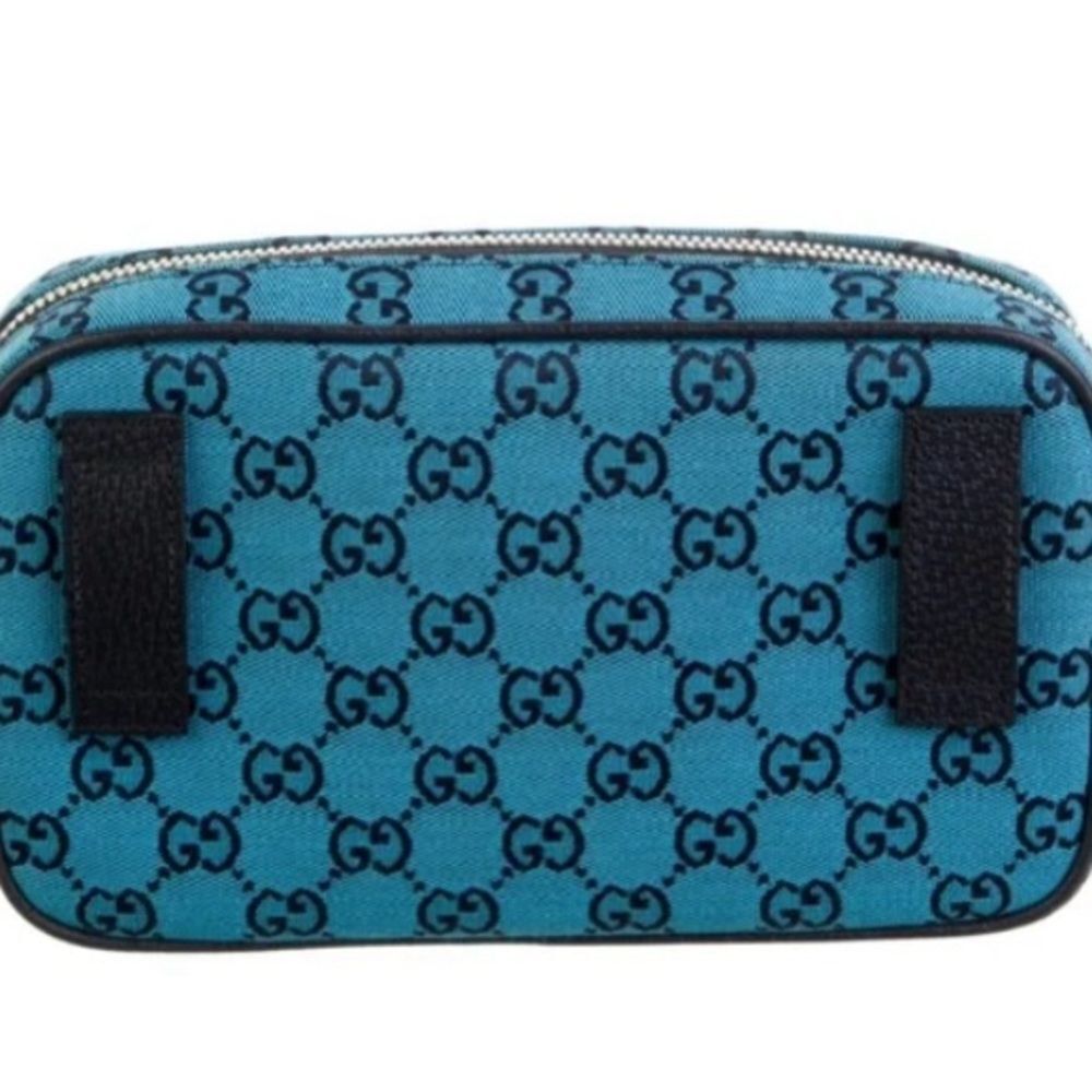 AUTHENTIC! *Gucci* Blue Monogram Belt Camera Bag Clutch - Picture 3 of 7